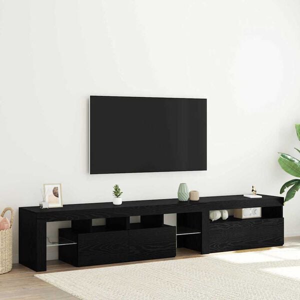 vidaXL TV Cabinet 2 pcs Black Oak 215 x 36.5 x 40 cm Engineered Wood