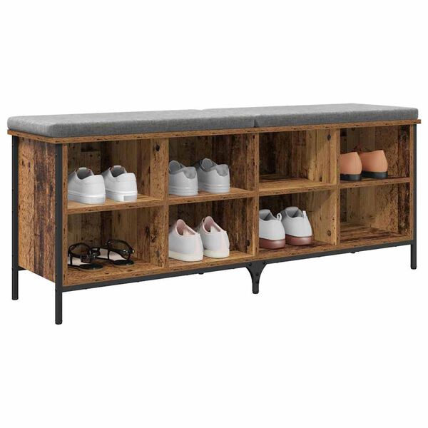 vidaXL Shoe Cabinet Old Wood 131 x 35 x 50 cm Engineered Wood and Iron