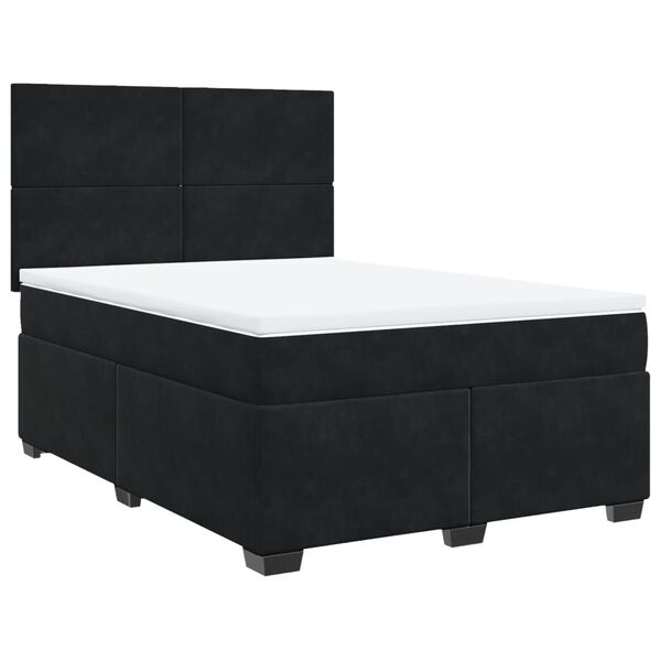 vidaXL Box Spring Bed with Mattress Black 140x190 cm Velvet