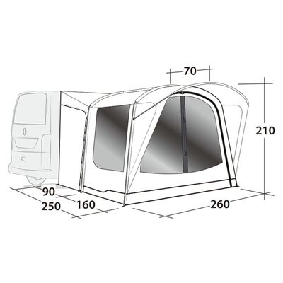 Outwell Drive-away Campervan Awning Waystone 160 Black & Grey