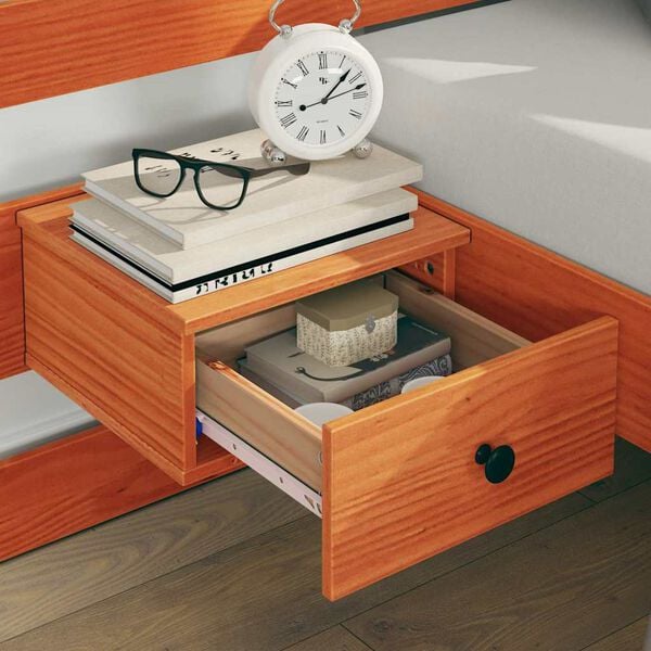 vidaXL Bed Frame with Headboard Brown 200 x 200 cm Solid Pine Wood