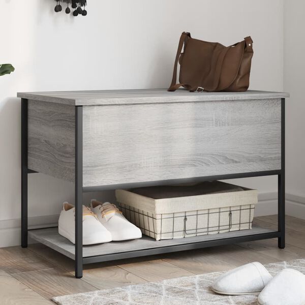 vidaXL Storage Bench Grey Sonoma 70x42.5x47 cm Engineered Wood