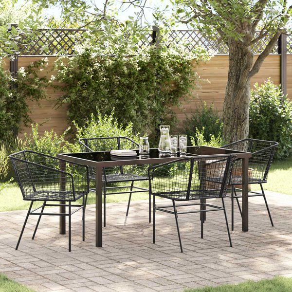vidaXL Garden Dining Set 5 pcs Black Poly Rattan