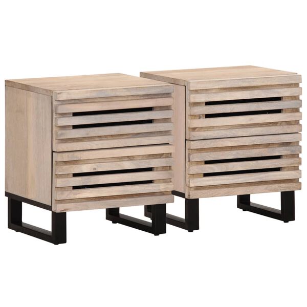 vidaXL Bedside Cabinets 2 pcs 40x34x46 cm Solid Wood Bleached Mango