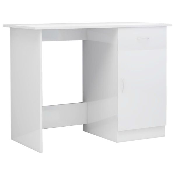 vidaXL Desk High Gloss White 100x50x76 cm Engineered Wood