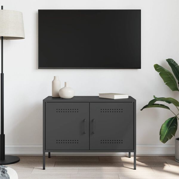 vidaXL TV Cabinet Black 68x39x50.5 cm Steel