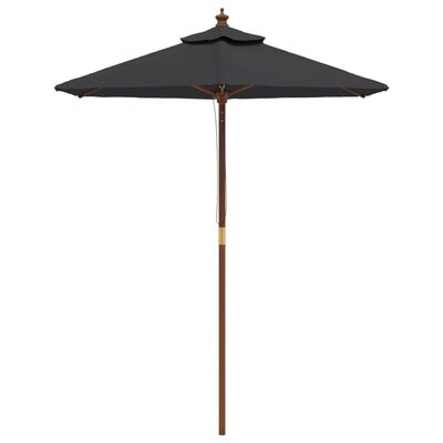 vidaXL Garden Parasol with Wooden Pole Black 196x231 cm