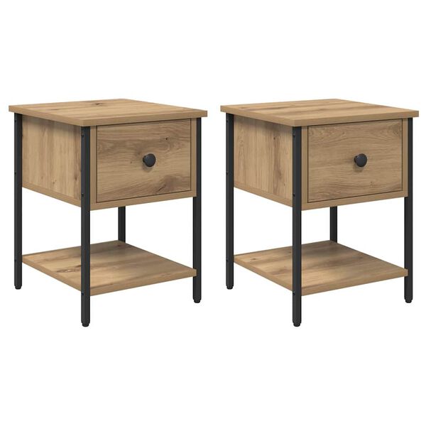 vidaXL Bedside Table with Drawer 2 pcs Artisan Oak 34 x 35.5 x 45 cm