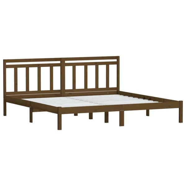 vidaXL Bed Frame without Mattress Honey Brown Solid Wood 200x200 cm (810040+814117)