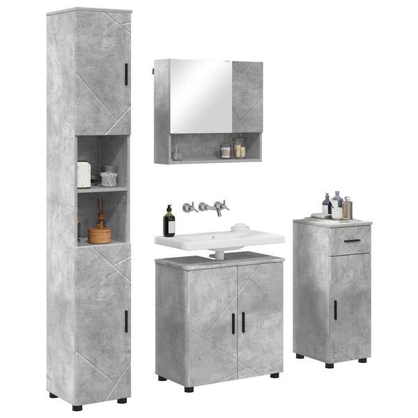 vidaXL Bathroom Furniture Set with Drawer 4 pcs Concrete Grey
