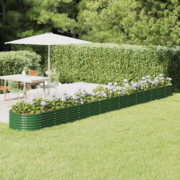 vidaXL Garden Raised Bed Galvanised Steel 620x80x36 cm Green