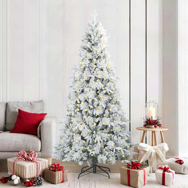 vidaXL Artificial Hinged Christmas Tree White 210 cm PE and PVC