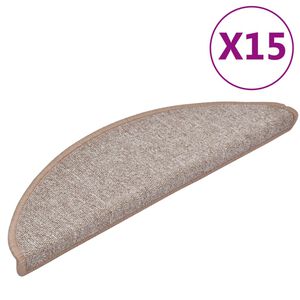 vidaXL Stair Mats 15 pcs 56x17x3 cm Light Brown Half Round