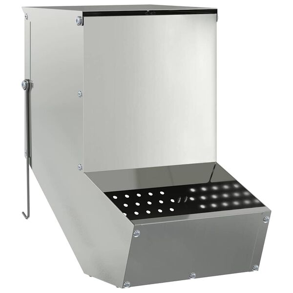 vidaXL Rabbit Feeder Silver 17.5 x 26 x 28.5 cm Galvanised Steel