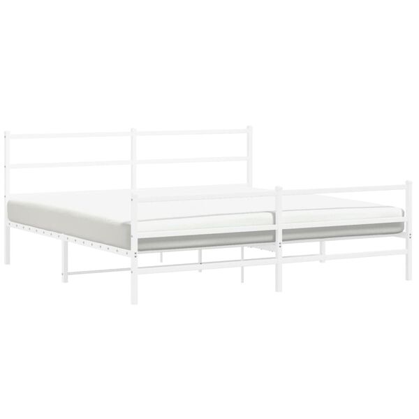 vidaXL Metal Bed Frame without Mattress with Footboard&nbsp;White 183x213cm