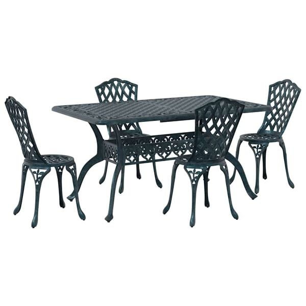 vidaXL Garden Dining Set 5 pcs Green Aluminium