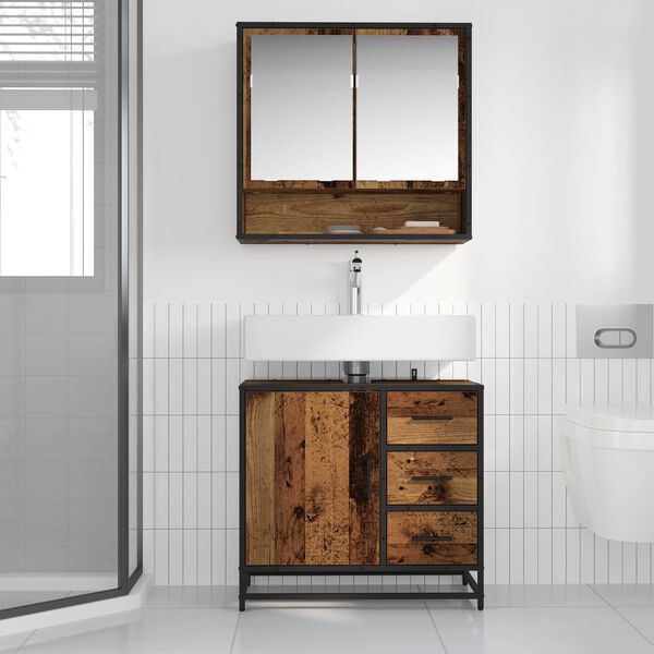 vidaXL Bathroom Cabinet Old Wood 65 x 33 x 60 cm Engineered Wood