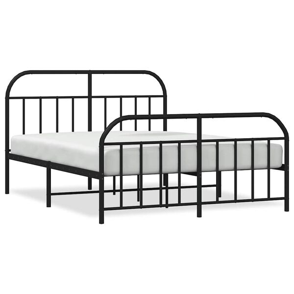 vidaXL Metal Bed Frame without Mattress with Footboard Black 160x200cm