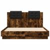 vidaXL Bed Frame with LED without Mattress Smoked Oak 120x190 cm Small Double