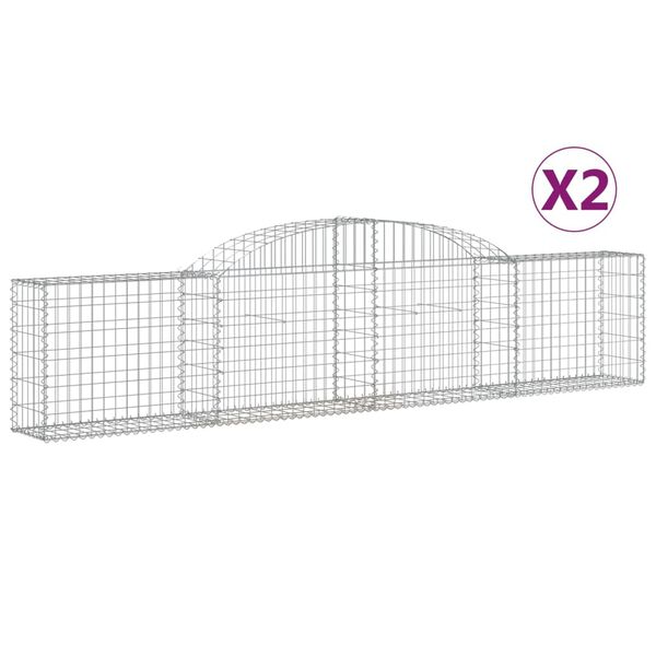 vidaXL Arched Gabion Baskets 2 pcs 300x30x60/80 cm Galvanised Iron