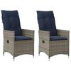 vidaXL Reclining Garden Chairs 2 pcs with Cushions Grey Poly Rattan