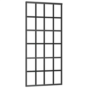 vidaXL Sliding Door ESG Glass and Aluminium 90x205 cm Black