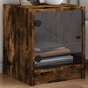 vidaXL Bedside Cabinets with Glass Doors 2 pcs Smoked Oak 35x37x42 cm