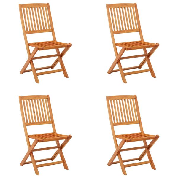 vidaXL Folding Garden Chairs 4 pcs Solid Eucalyptus Wood