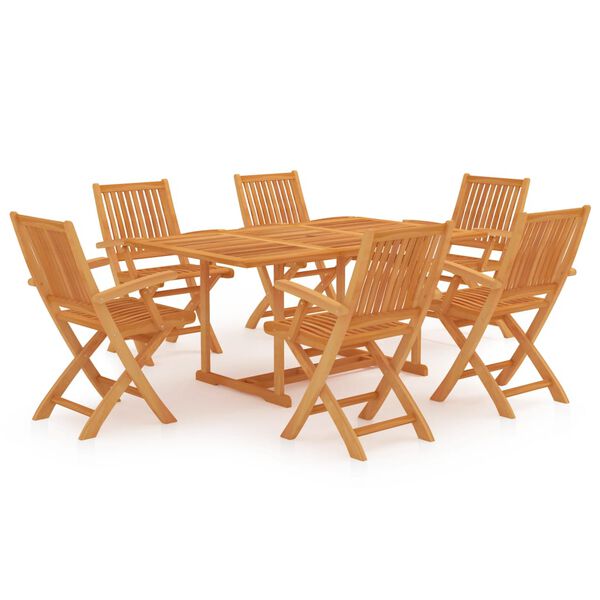 vidaXL 7 Piece Garden Dining Set Solid Teak Wood