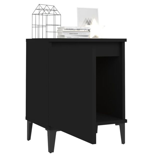 vidaXL Bed Cabinets with Metal Legs Black 40x30x50 cm