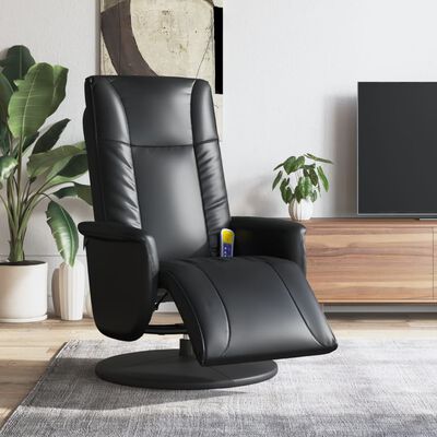 vidaXL Massage Recliner Chair with Footrest Black Faux Leather