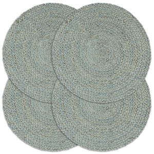 vidaXL Placemats 4 pcs Plain Olive Green 38 cm Round Jute