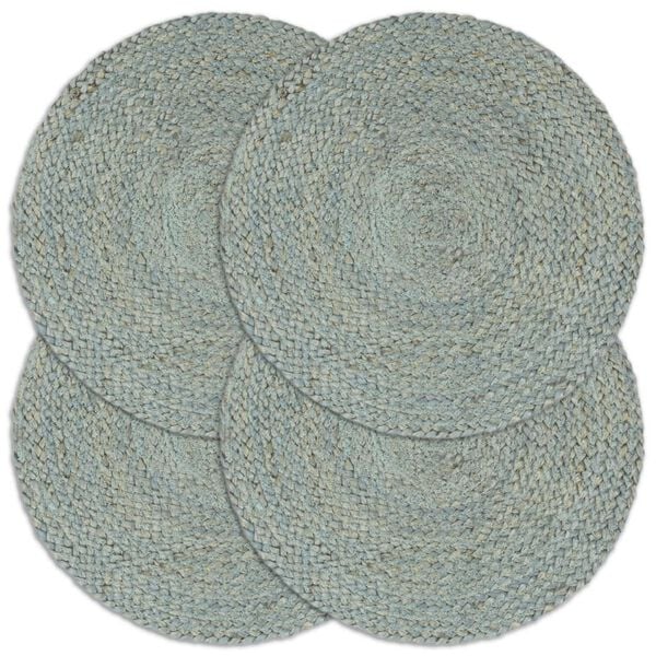 vidaXL Placemats 4 pcs Plain Olive Green 38 cm Round Jute