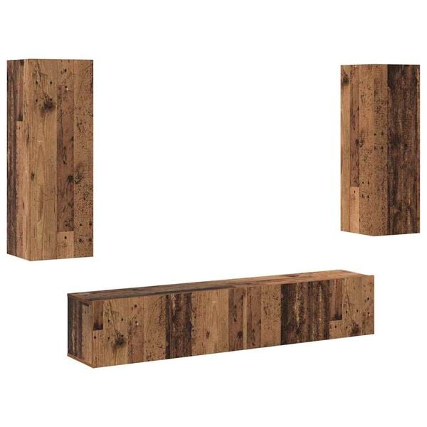 vidaXL Wall Mounted TV cabinets 4 pcs Old Wood Engineered Wood