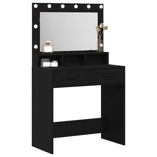 vidaXL Dressing Table Black Oak 79 x 41 x 135 cm Engineered Wood