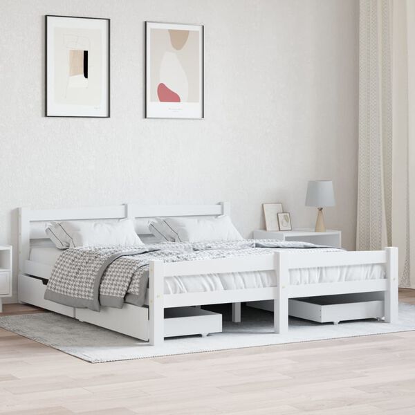 vidaXL Bed Frame without Mattress White Solid Wood Pine 160x200 cm