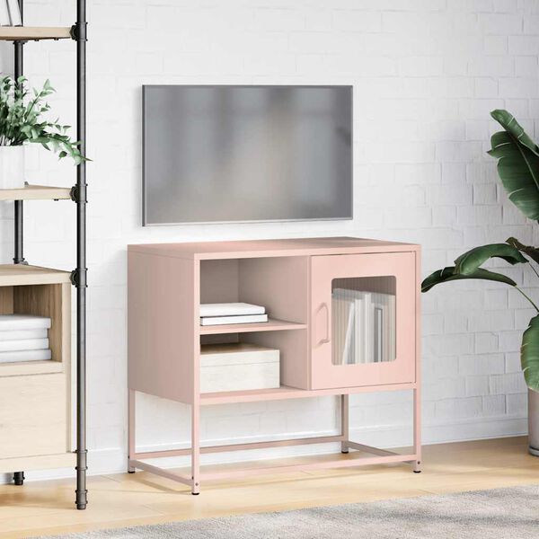 vidaXL TV Cabinet Pink 68x39x60.5 cm Steel