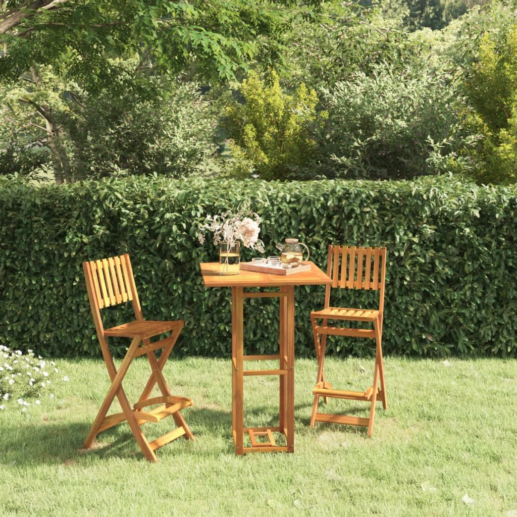 vidaXL Folding Outdoor Bar Stools 2 pcs Solid Wood Acacia vidaXL