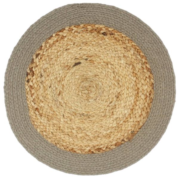vidaXL Placemats 4 pcs Natural and Grey 38 cm Jute and Cotton