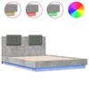 vidaXL Bed Frame with LED without Mattress Concrete Grey 150x200 cm King Size