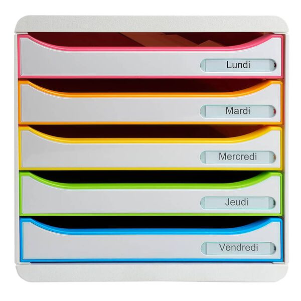 Exacompta Big-Box Plus Desktop Drawer Set Black Office with 5 Drawers White