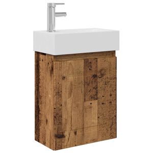 vidaXL Bathroom Vanity Unit with Tap Old Wood 45.5 x 22.5 x 84 cm