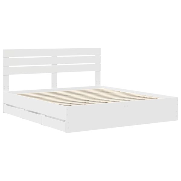 vidaXL Bed Frame with Drawer White 180 x 200 cm Engineer Wood