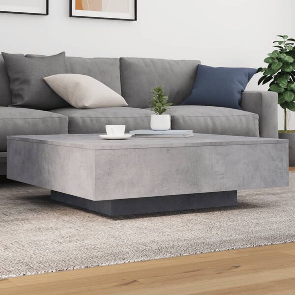 vidaXL Coffee Table with LED Lights Concrete Grey 100x100x31 cm