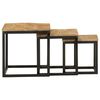 vidaXL Nesting Coffee Tables 3 pcs Solid Wood Mango and Iron