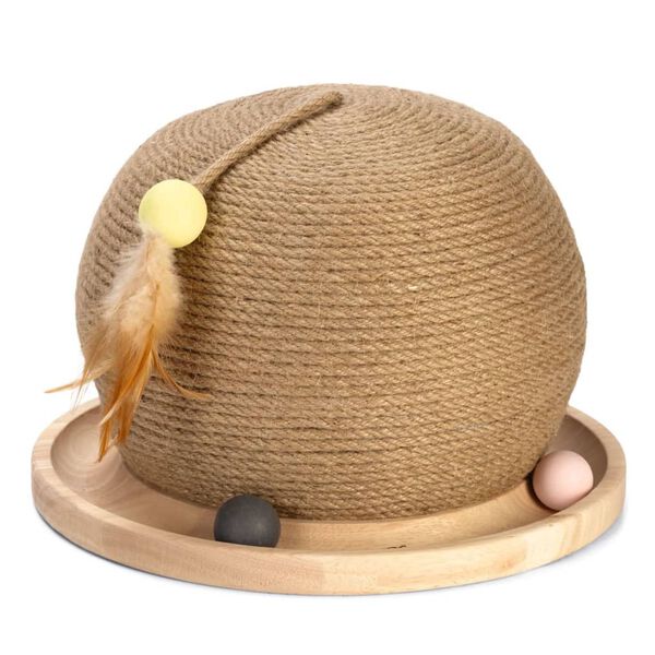 Designed by Lotte Cat Play and Scratch Globe Mila 29.5x22 cm Wood