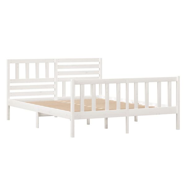vidaXL Bed Frame without Mattress White Small Double Solid Wood