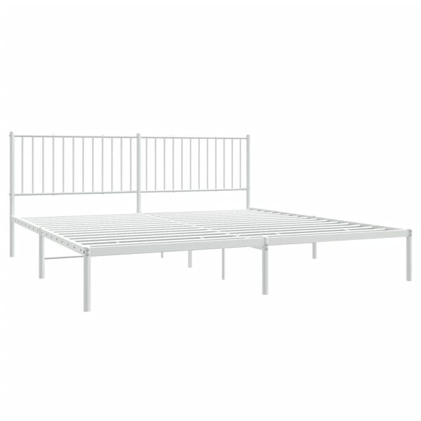 vidaXL Metal Bed Frame without Mattress with Headboard White 200x200cm