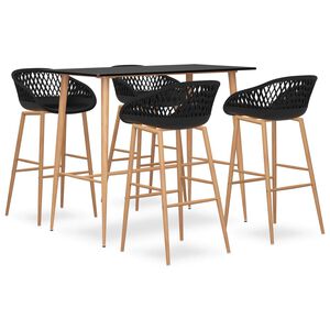 vidaXL Bar Set | Black | MDF, Metal | Standard | Decorative Inlays | Bar Set