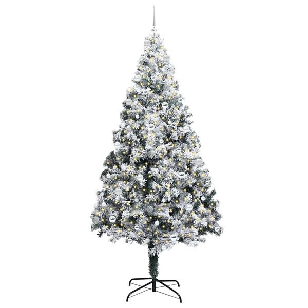 vidaXL Artificial Christmas Tree with 300 LEDs with Stand White 240 cm